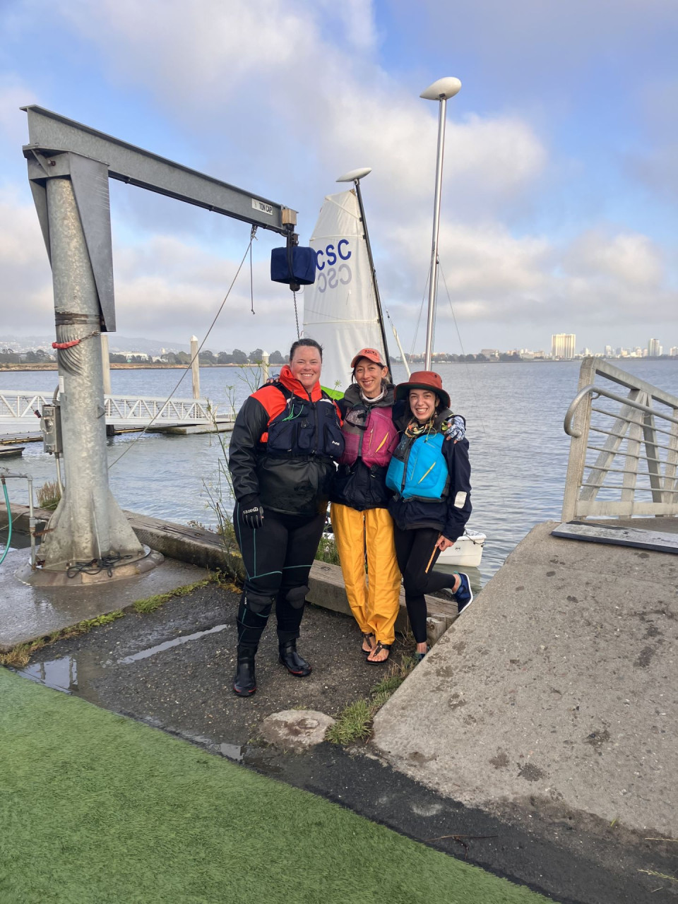 Stephanie Evans, senior sailor, mentors Mo and Tanja.